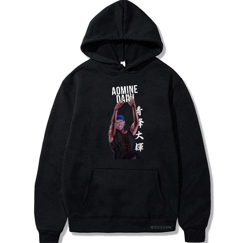 Sudaderas con capucha de Anime japonés Kuroko No Basket Touou Academy Aomine Daiki para mujer, sudadera de moda de baloncesto de dibujos animados de Kuroko Harajuku