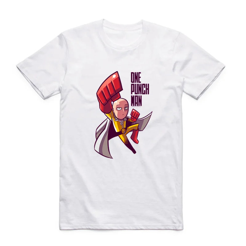 Camiseta de algodón para hombre y mujer. Impresión del personaje Saitama de One Punch Man con diseños únicos. Perfecta para el verano, con cuello redondo y manga corta.