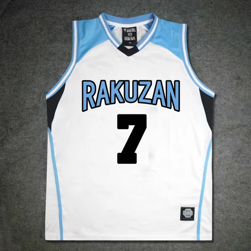 Ensemble de sport Kuroko no Basket Rakuzan | Uniforme de basket Rakuzan inspiré de l'équipe d'Akashi Seijuro. Comprend un t-shirt et un short. Parfait pour le cosplay ou les sports.