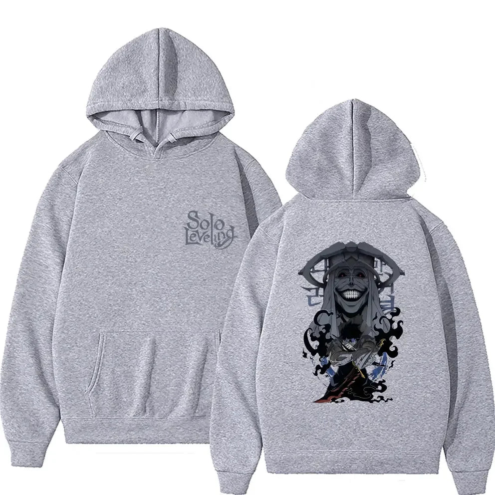 Sudadera Solo Leveling con estampado de Sung Jin-Woo | Sudadera con capucha casual estilo Harajuku, manga larga, corte holgado. Diseñado para hombres y mujeres, ideal para un look streetwear.