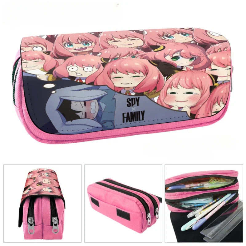 Kit ESPÍA×FAMILIAR | Estuche grande inspirado en Spy x Family, perfecto para guardar material escolar y maquillaje. Diseñado para estudiantes y fanáticos del anime, este estuche kawaii es un gran regalo práctico y elegante.