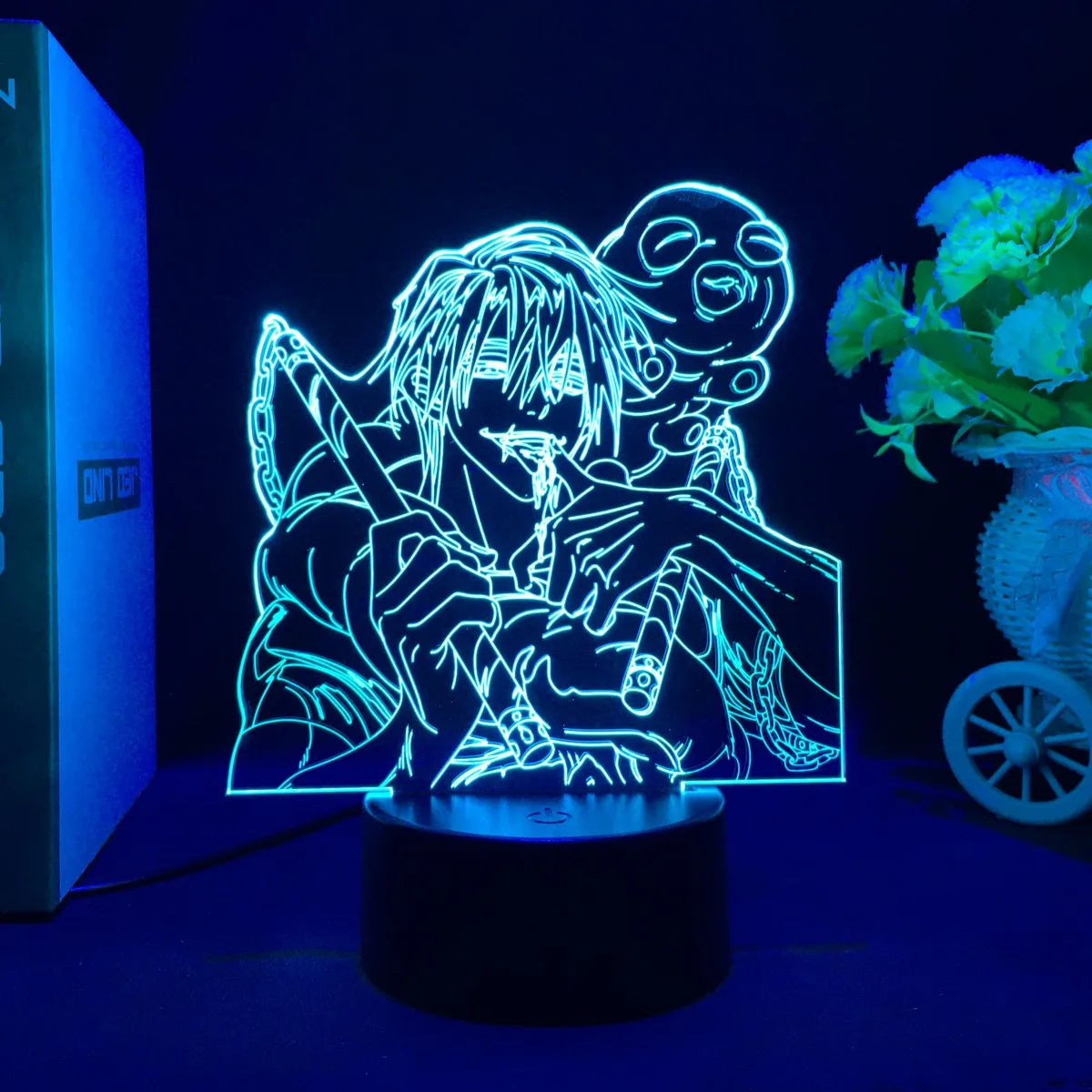 Luz nocturna LED Jujutsu Kaisen con figuras acrílicas. Perfecta para niños o fanáticos del anime, esta lámpara es ideal como regalo de cumpleaños.