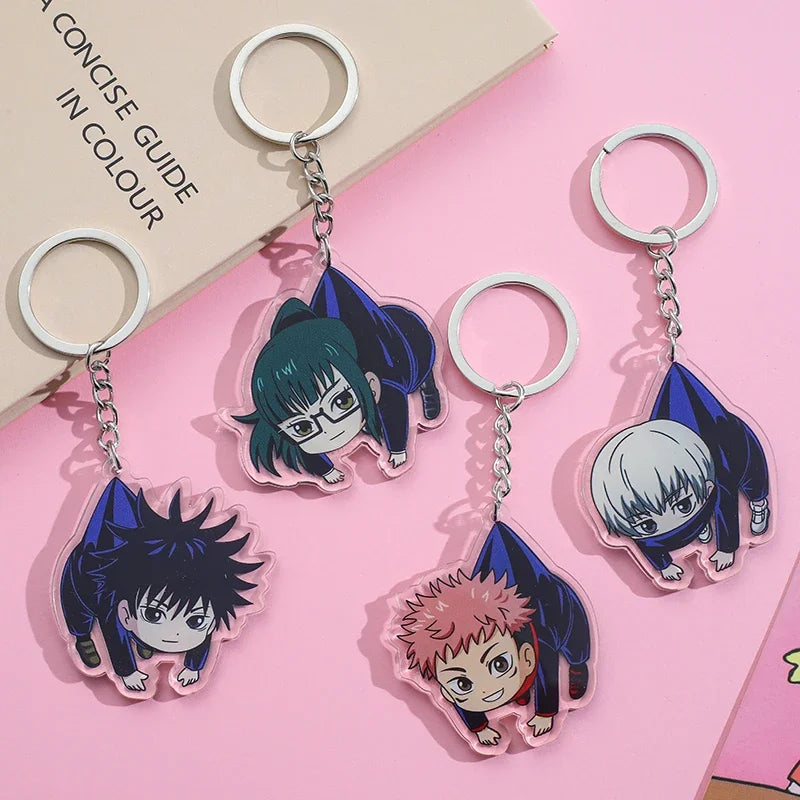 Cartoon Anime Lilo and Stitch Pendant Keychains Holder Car Key Chain Key Ring Mobile Phone Bag Hanging Jewelry Jujutsu Kaisen