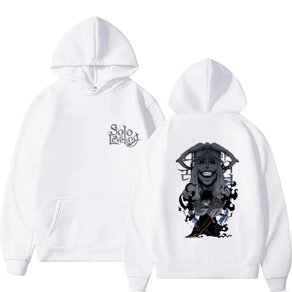 Sudadera Solo Leveling con estampado de Sung Jin-Woo | Sudadera con capucha casual estilo Harajuku, manga larga, corte holgado. Diseñado para hombres y mujeres, ideal para un look streetwear.