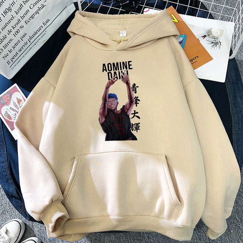 Sudaderas con capucha de Anime japonés Kuroko No Basket Touou Academy Aomine Daiki para mujer, sudadera de moda de baloncesto de dibujos animados de Kuroko Harajuku