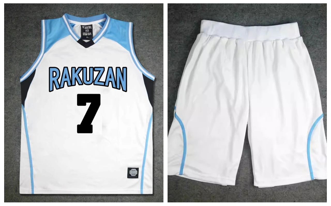 Ensemble de sport Kuroko no Basket Rakuzan | Uniforme de basket Rakuzan inspiré de l'équipe d'Akashi Seijuro. Comprend un t-shirt et un short. Parfait pour le cosplay ou les sports.