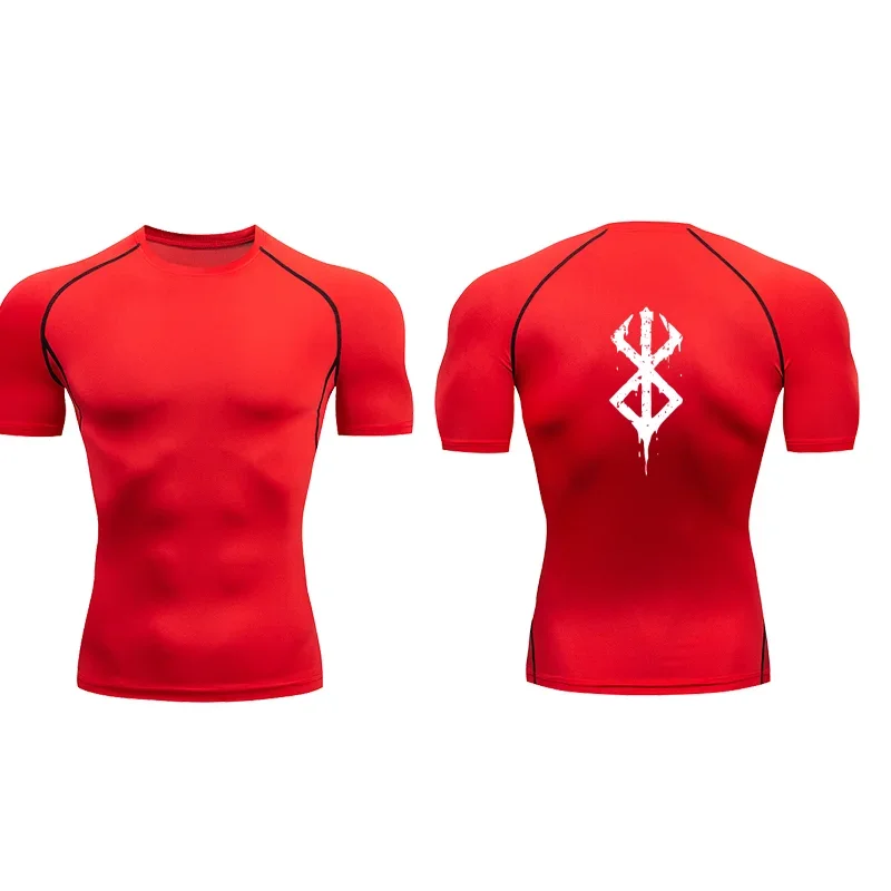 Camiseta de compresión Berserk para hombre | Camiseta con estampado 3D del símbolo Berserk, transpirable y de secado rápido, perfecta para deportes y fitness