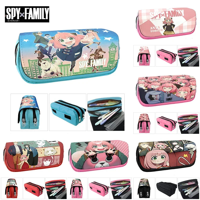 Kit ESPÍA×FAMILIAR | Estuche grande inspirado en Spy x Family, perfecto para guardar material escolar y maquillaje. Diseñado para estudiantes y fanáticos del anime, este estuche kawaii es un gran regalo práctico y elegante.