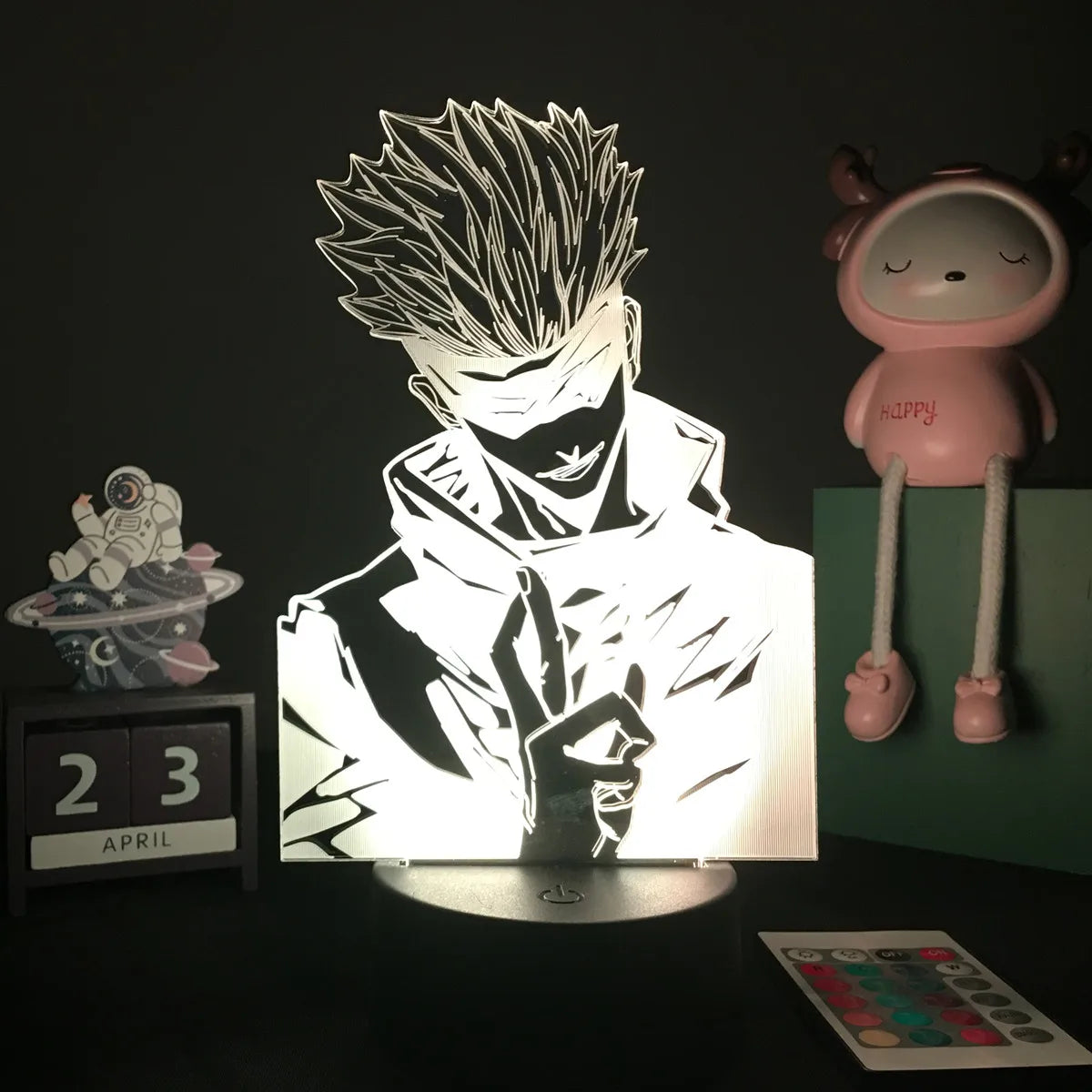 Luz nocturna LED Jujutsu Kaisen con figuras acrílicas. Perfecta para niños o fanáticos del anime, esta lámpara es ideal como regalo de cumpleaños.