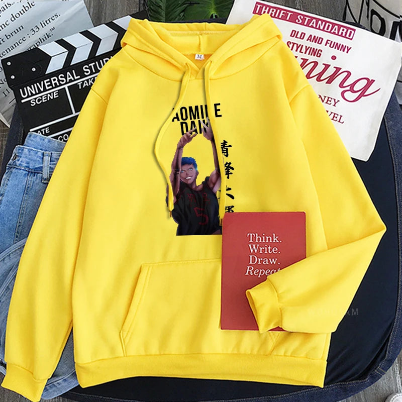 Sudaderas con capucha de Anime japonés Kuroko No Basket Touou Academy Aomine Daiki para mujer, sudadera de moda de baloncesto de dibujos animados de Kuroko Harajuku