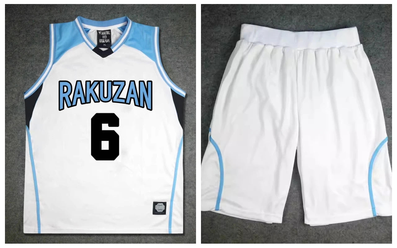 Ensemble de sport Kuroko no Basket Rakuzan | Uniforme de basket Rakuzan inspiré de l'équipe d'Akashi Seijuro. Comprend un t-shirt et un short. Parfait pour le cosplay ou les sports.