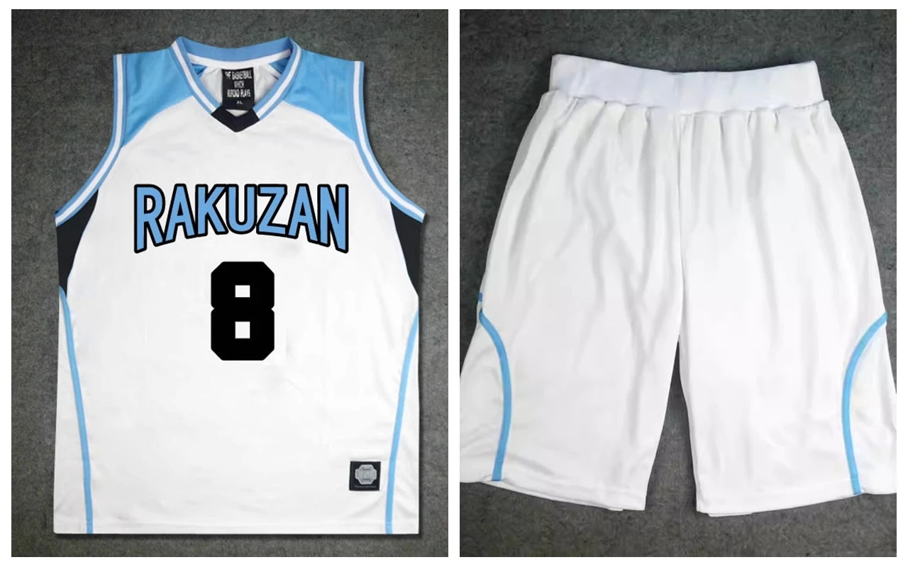 Ensemble de sport Kuroko no Basket Rakuzan | Uniforme de basket Rakuzan inspiré de l'équipe d'Akashi Seijuro. Comprend un t-shirt et un short. Parfait pour le cosplay ou les sports.