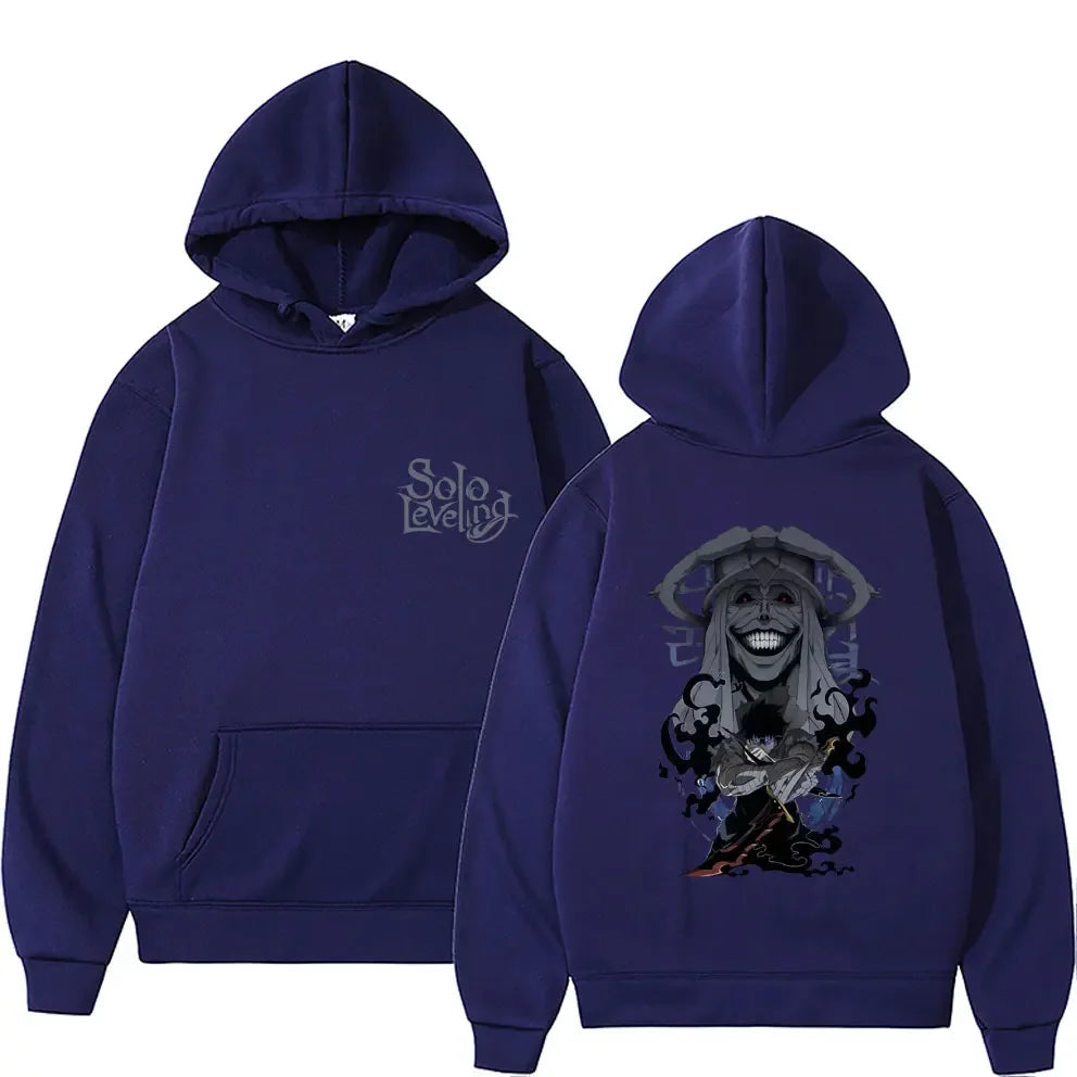 Sudadera Solo Leveling con estampado de Sung Jin-Woo | Sudadera con capucha casual estilo Harajuku, manga larga, corte holgado. Diseñado para hombres y mujeres, ideal para un look streetwear.