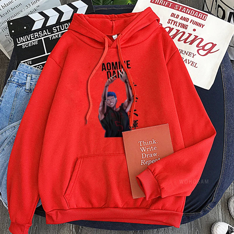 Sudaderas con capucha de Anime japonés Kuroko No Basket Touou Academy Aomine Daiki para mujer, sudadera de moda de baloncesto de dibujos animados de Kuroko Harajuku