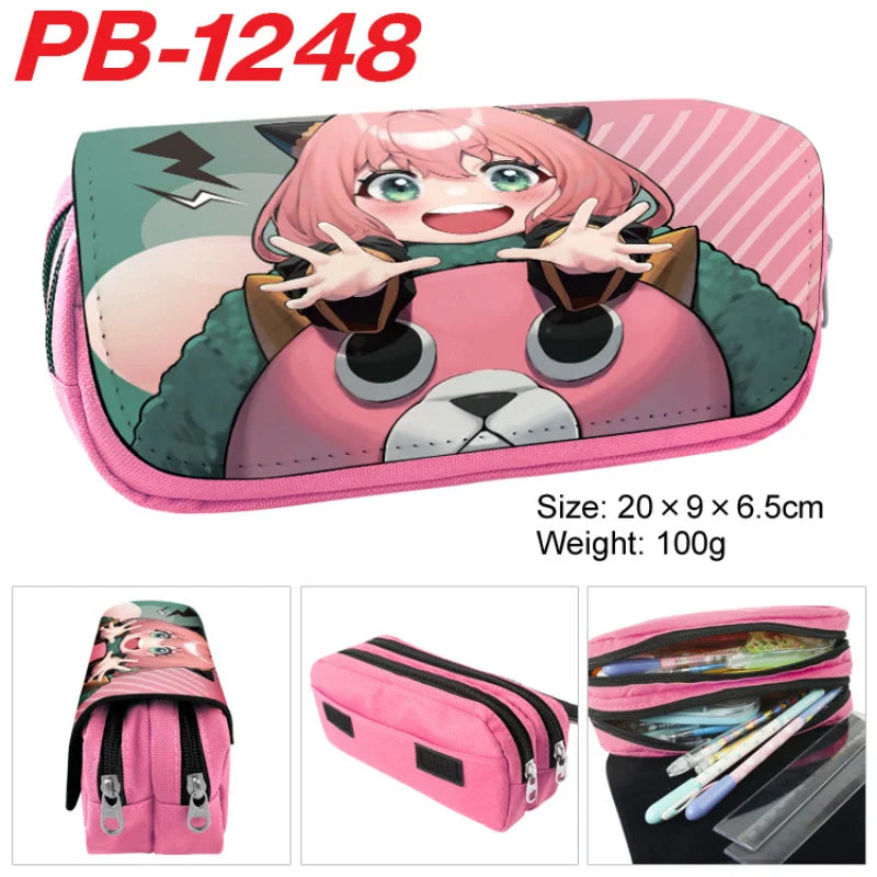 Kit ESPÍA×FAMILIAR | Estuche grande inspirado en Spy x Family, perfecto para guardar material escolar y maquillaje. Diseñado para estudiantes y fanáticos del anime, este estuche kawaii es un gran regalo práctico y elegante.