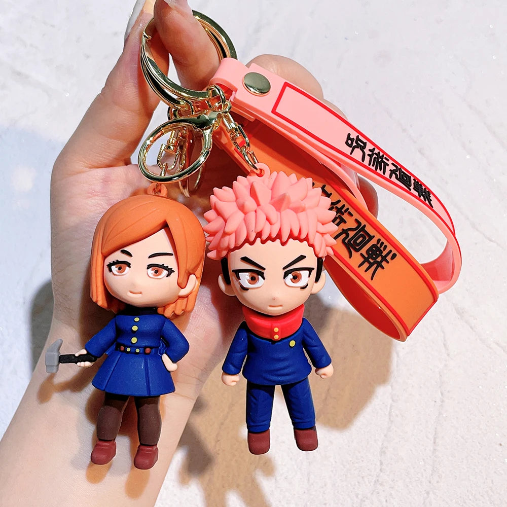 Anime Jujutsu Kaisen Cosplay keychain Gojo Itadori Fushiguro Kugisaki Sukuna Kawaii Doll Keyrings for Bag Pendant Key Holder