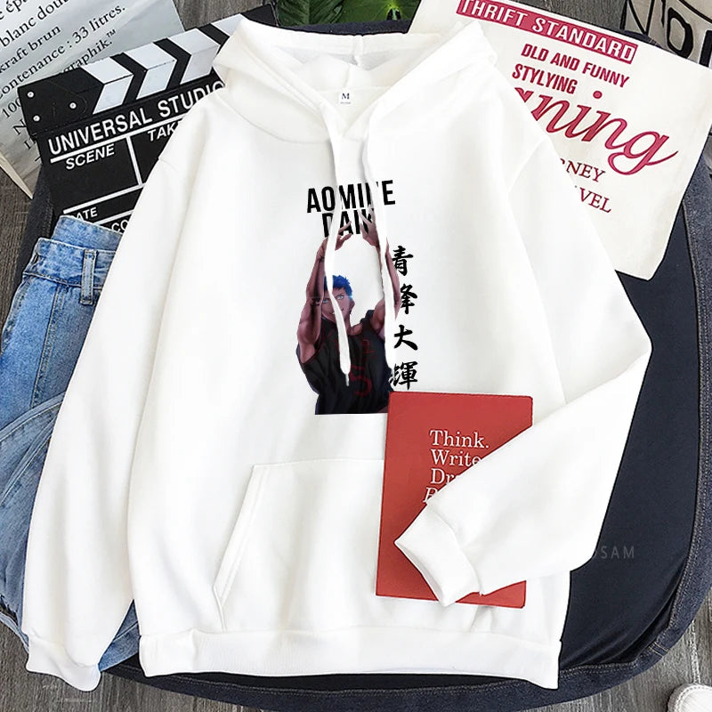 Sudaderas con capucha de Anime japonés Kuroko No Basket Touou Academy Aomine Daiki para mujer, sudadera de moda de baloncesto de dibujos animados de Kuroko Harajuku