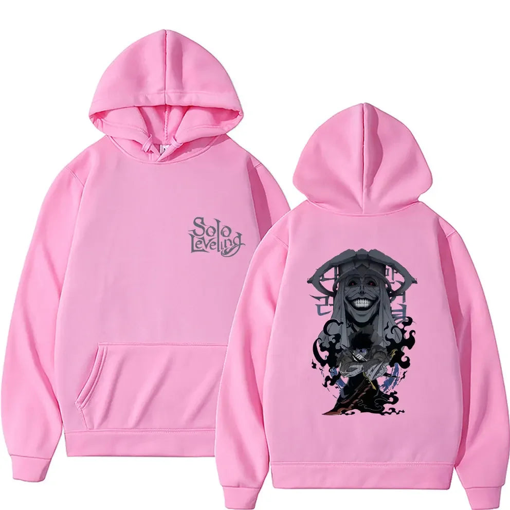 Sudadera Solo Leveling con estampado de Sung Jin-Woo | Sudadera con capucha casual estilo Harajuku, manga larga, corte holgado. Diseñado para hombres y mujeres, ideal para un look streetwear.
