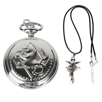 Réplique haute qualité de la montre de poche Fullmetal Alchemist. Accessoire cosplay avec boîte, parfait pour les fans de l'anime