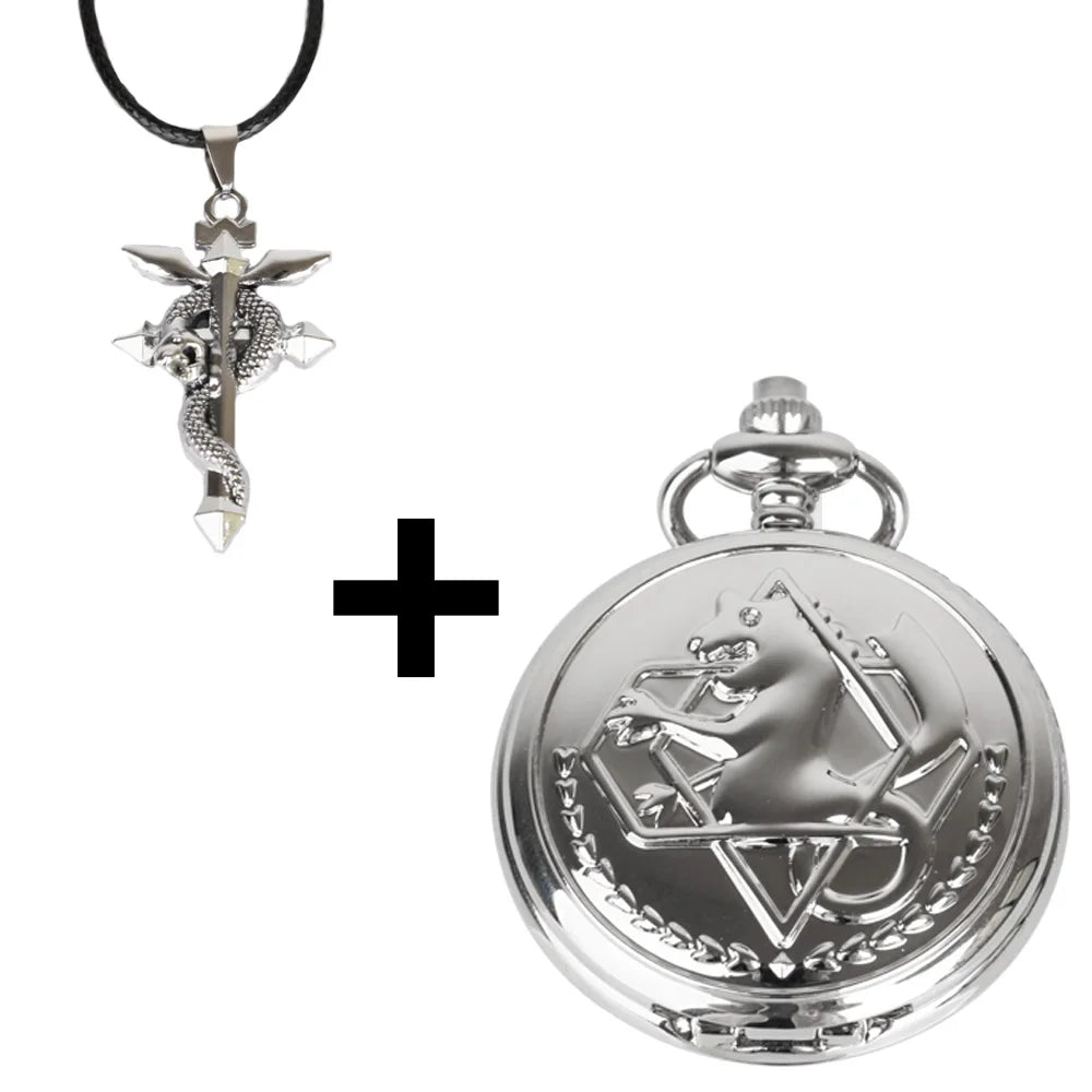 Réplique haute qualité de la montre de poche Fullmetal Alchemist. Accessoire cosplay avec boîte, parfait pour les fans de l'anime