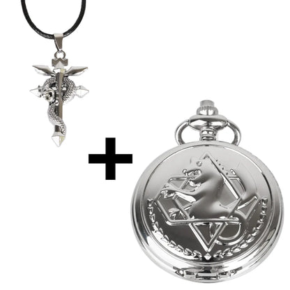 Réplique haute qualité de la montre de poche Fullmetal Alchemist. Accessoire cosplay avec boîte, parfait pour les fans de l'anime