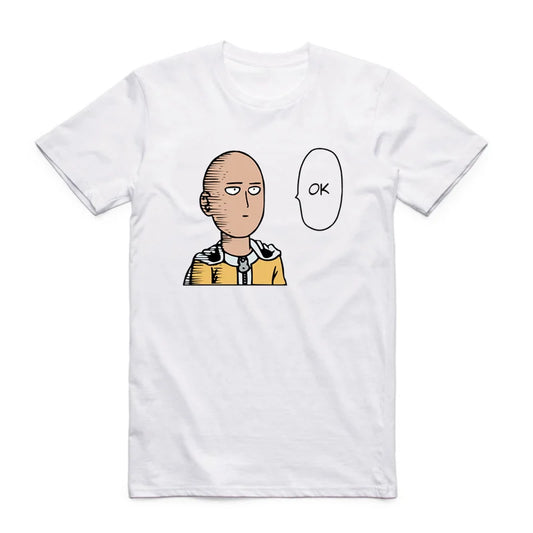 Camiseta de algodón para hombre y mujer. Impresión del personaje Saitama de One Punch Man con diseños únicos. Perfecta para el verano, con cuello redondo y manga corta.