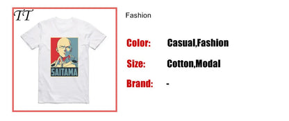 Cotton T-shirt for men and women. Printing of the character Saitama from One Punch Man with unique designs. Perfect for summer, with a round neck and short sleeves.