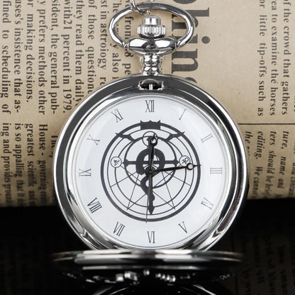 Réplique haute qualité de la montre de poche Fullmetal Alchemist. Accessoire cosplay avec boîte, parfait pour les fans de l'anime