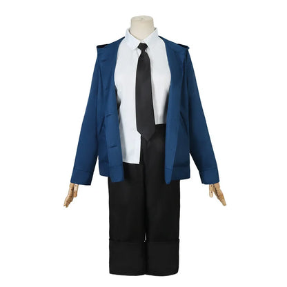 Costume Cosplay Power - Chainsaw Man | Comprend une perruque, une veste bleue, un pantalon, et des cornes pour recréer le look iconique de Power. Parfait pour Halloween, cosplay, ou événements thématiques pour femmes et filles fans de l'anime