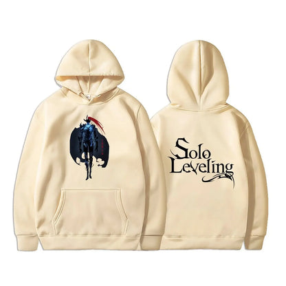 Solo Leveling Sweatshirt | Autumn fleece hoodie with Sung Jin-Woo graphic print. Oversized style, Harajuku streetwear, unisex, ideal for manga and anime fans