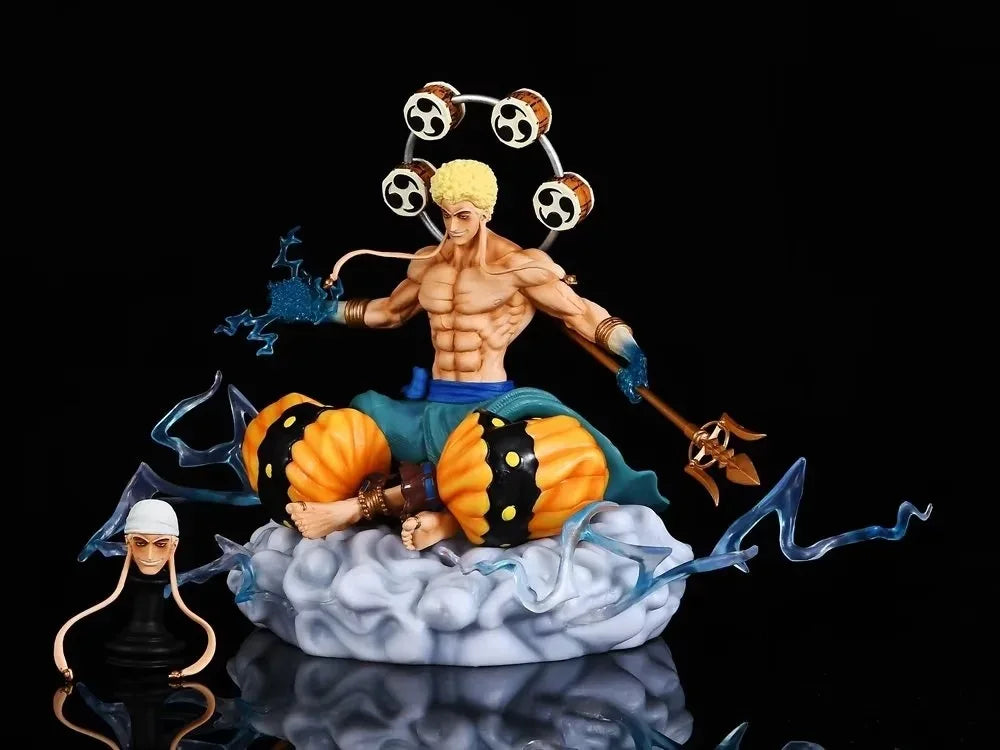 30cm One Piece Figure | Enel with Double Head PVC figure representing Enel, the god of lightning, with two interchangeable expressions. Ideal for One Piece fans, this collectible statue is perfect as a decoration or gift 