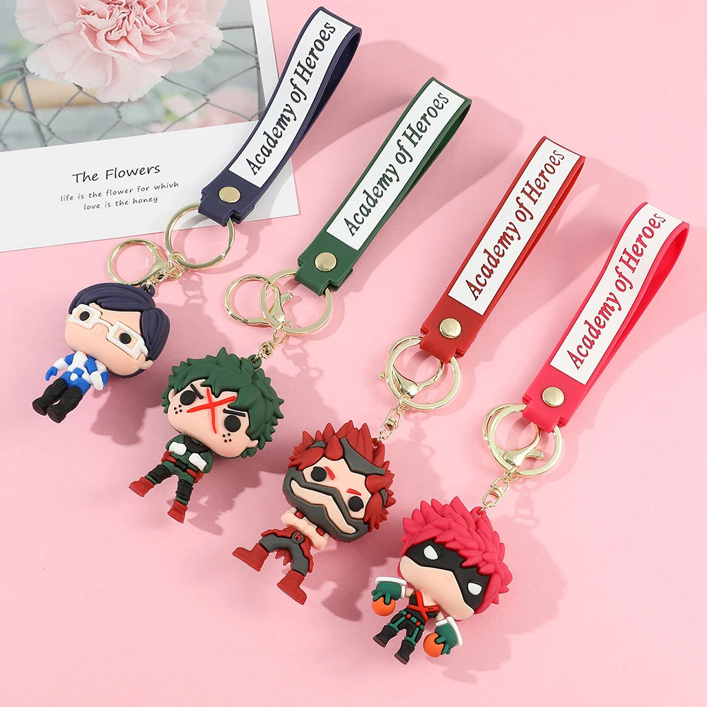 Añade un poco de estilo a tus accesorios con estos llaveros de silicona My Hero Academia. Son perfectos para personalizar tu mochila, llavero o coche. ¡Un regalo ideal para los fanáticos del anime!