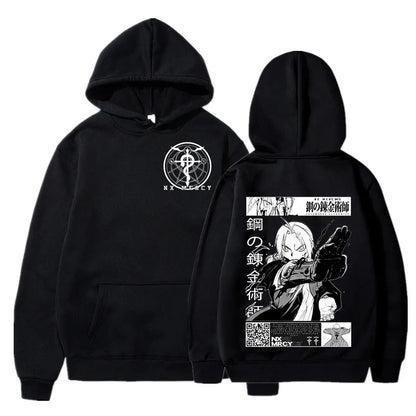 Harajuku inspired oversized hoodie with Fullmetal Alchemist print. This classic, loose and comfortable sweater. Perfect for a casual outfit or a trendy streetwear look.
