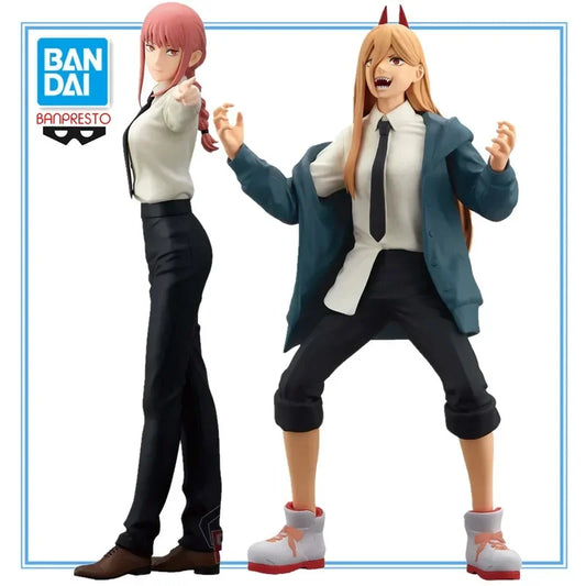Figura original Bandai Banpresto de 23 cm (edición GLITTER &amp; GLAMOURS) Chainsaw Man | Modelo detallado en PVC de Makima y Power firmado por Banpresto. Ideal para coleccionistas y como regalo de cumpleaños.