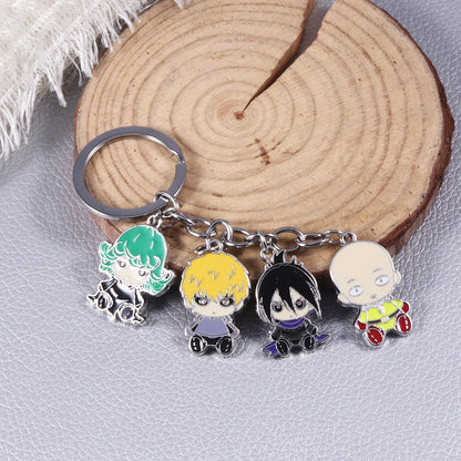 Porte-clés One Punch Man | Porte-clés en métal avec pendentifs de Saitama, Genos et des héros de class S. Idéal pour les fans, parfait pour personnaliser vos accessoires. Un cadeau pratique et stylé