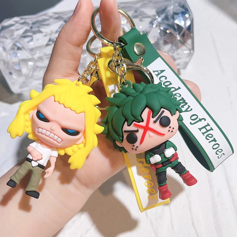 Añade un poco de estilo a tus accesorios con estos llaveros de silicona My Hero Academia. Son perfectos para personalizar tu mochila, llavero o coche. ¡Un regalo ideal para los fanáticos del anime!