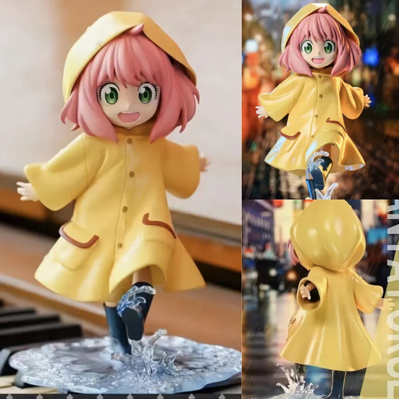 Figura ESPÍA×FAMILIAR de 13cm | Figura que representa a Anya Forger con ropa de lluvia, de estilo kawaii. Ideal para los fanáticos de SPY×FAMILY, esta linda figura es perfecta para coleccionistas, niños o como regalo único. 