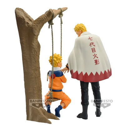 Figura Bandai Banpresto de 11-17 cm (Edición 20 aniversario de Naruto) | Figura de PVC de Naruto Uzumaki. Este modelo representa a Naruto con su traje "Fire Shadow Hokage" y en versión adolescente, ideal para coleccionistas y fans de Naruto.