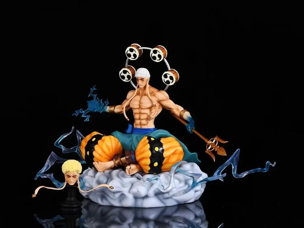 30cm One Piece Figure | Enel with Double Head PVC figure representing Enel, the god of lightning, with two interchangeable expressions. Ideal for One Piece fans, this collectible statue is perfect as a decoration or gift 