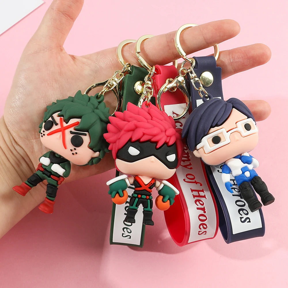 Añade un poco de estilo a tus accesorios con estos llaveros de silicona My Hero Academia. Son perfectos para personalizar tu mochila, llavero o coche. ¡Un regalo ideal para los fanáticos del anime!