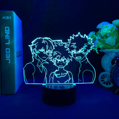 Lámpara de noche LED 3D con figura acrílica de My Hero Academia. Función táctil, LED de colores. Perfecta para decorar una habitación con una original luz 3D