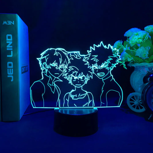 Lámpara de noche LED 3D con figura acrílica de My Hero Academia. Función táctil, LED de colores. Perfecta para decorar una habitación con una original luz 3D