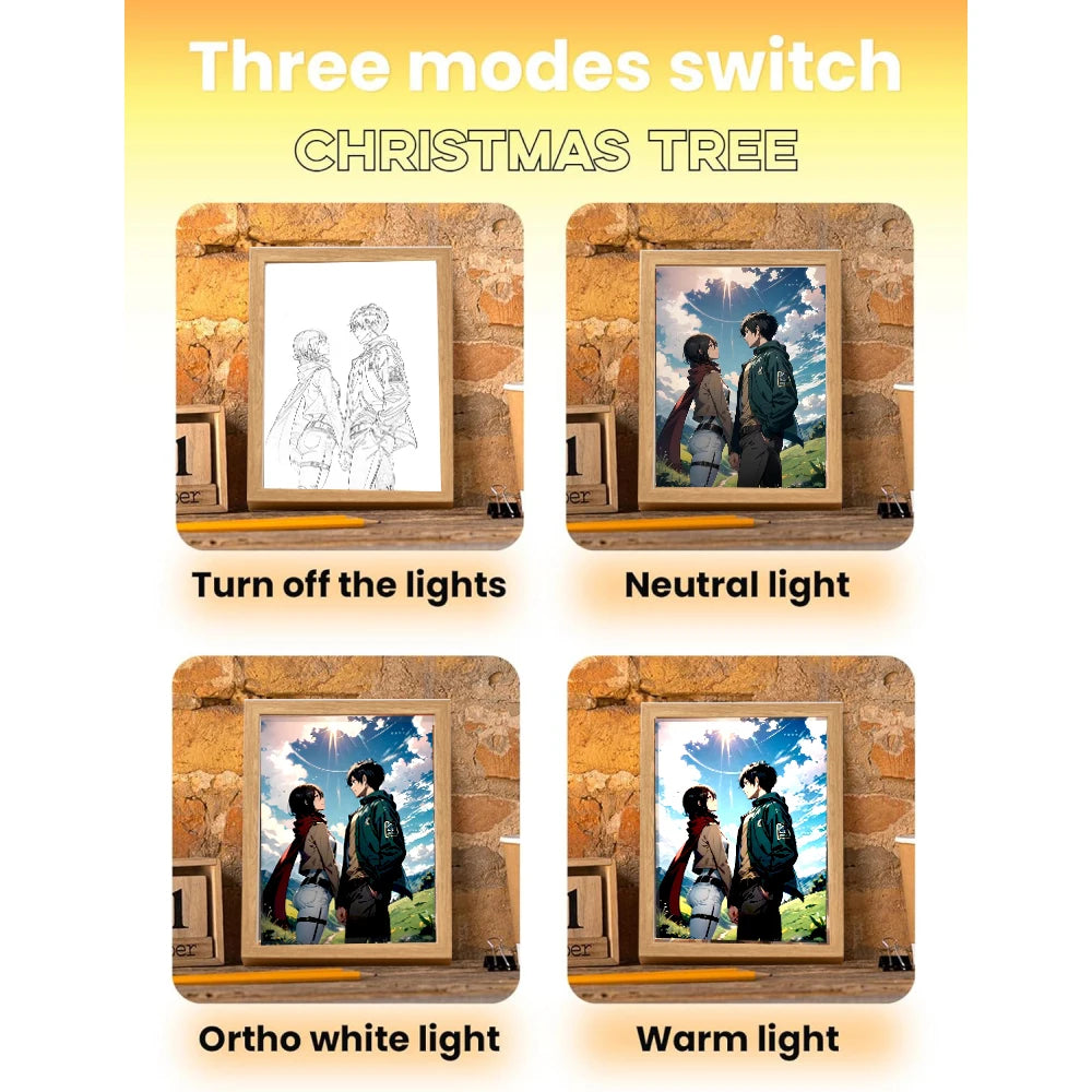 Marco de luz LED USB 23X17cm Ataque a los Titanes | Añade un toque de ambiente a tu habitación con este marco de luz LED Attack on Titan. Perfecto para los fans, este arte mural crea una atmósfera inmersiva y es un regalo ideal. 