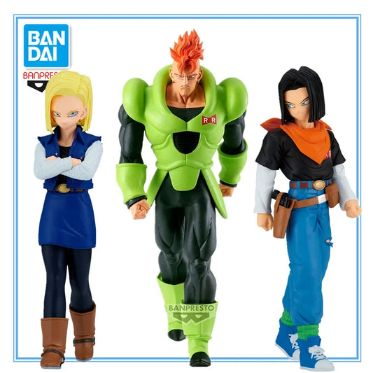 17-20cm Figurines des Androids 16, 17 et 18 de Dragon Ball Z, issues de la collection Solid Edge Works. Modèles détaillés en PVC, parfaits pour les fans et les collectionneurs. Idéal comme cadeau ou pièce de collection