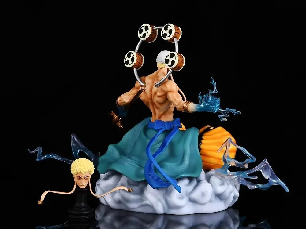 30cm One Piece Figure | Enel with Double Head PVC figure representing Enel, the god of lightning, with two interchangeable expressions. Ideal for One Piece fans, this collectible statue is perfect as a decoration or gift 