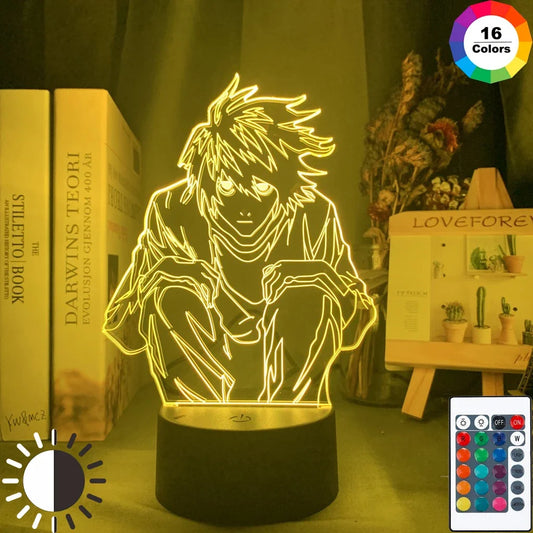 Death Note LED Lamp | Table lamp with figures of Light Yagami, L and Ryuk, perfect for decorating a bedroom or a room dedicated to manga. Ideal for Death Note fans