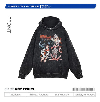 Hoodie vintage lavé inspiré de Dan Da Dan, un incontournable pour les fans du manga. Avec son design oversize et son style streetwear. Confortable et stylé, il est parfait pour les hommes et les femmes qui souhaitent afficher leur amour pour l'anime