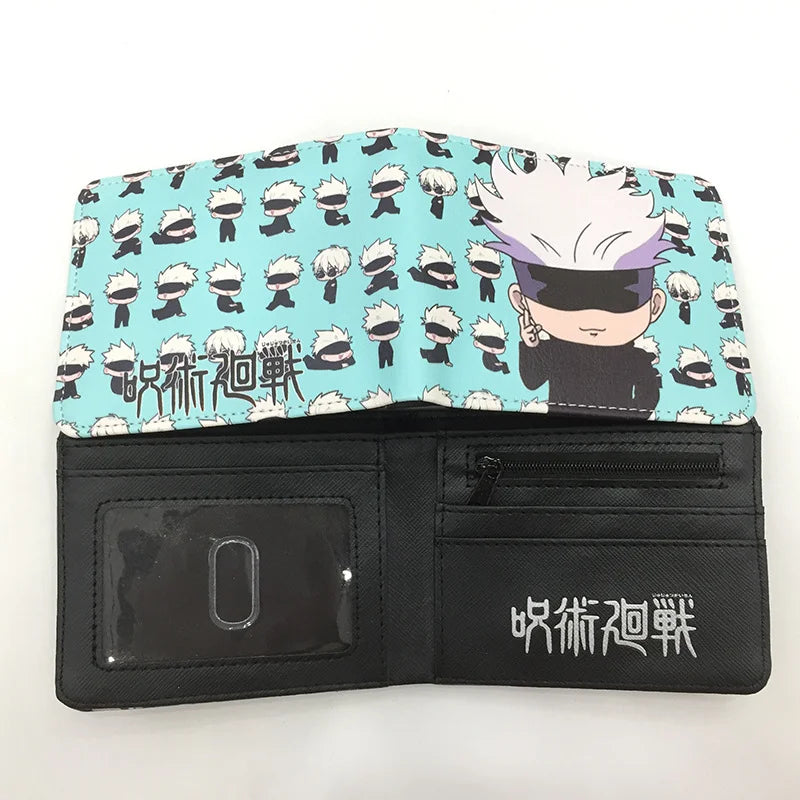 Cartera Jujutsu Kaisen de 11,5x9 cm | La billetera plegable perfecta para los fanáticos, este modelo plegable ofrece compartimentos para tarjetas bancarias, documentos de identidad y monedas. Ideal para uso diario o como accesorio de cosplay. 