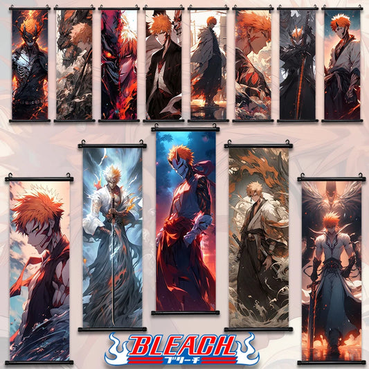 BLEACH Decorative Poster | Decorate your space with this wall poster featuring Kurosaki Ichigo. Ideal for fans, this canvas scroll adds an artistic touch to any interior