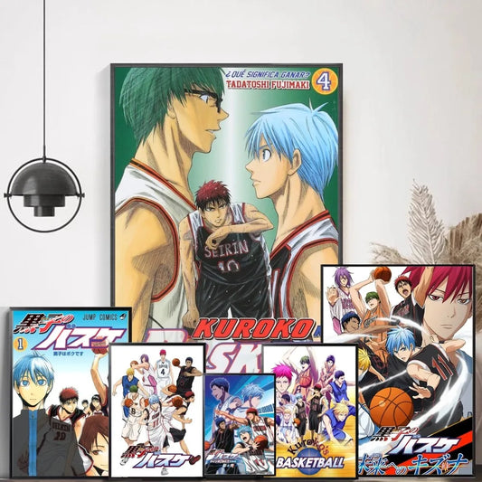 Posters Anime Kuroko No Basket | Stickers en papier blanc adhésif, parfaits pour décorer chambres, cafés ou bars avec un style kawaii. Idéal pour les fans d'anime